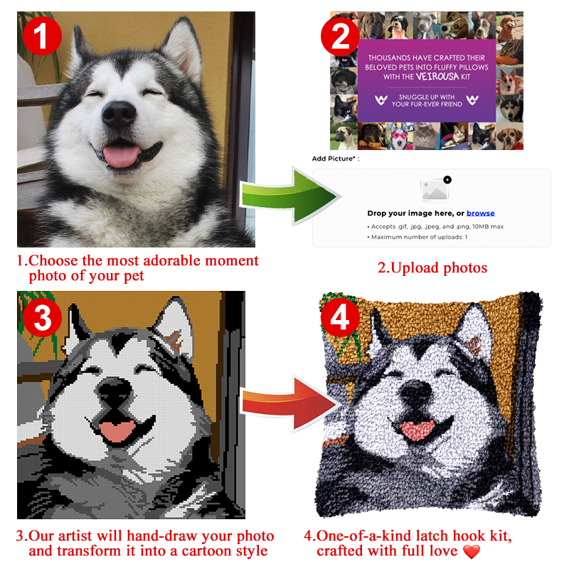 Pet Paw-some: Personalized Latch Hook Pillowcase Kit for Your Fur-Babies!