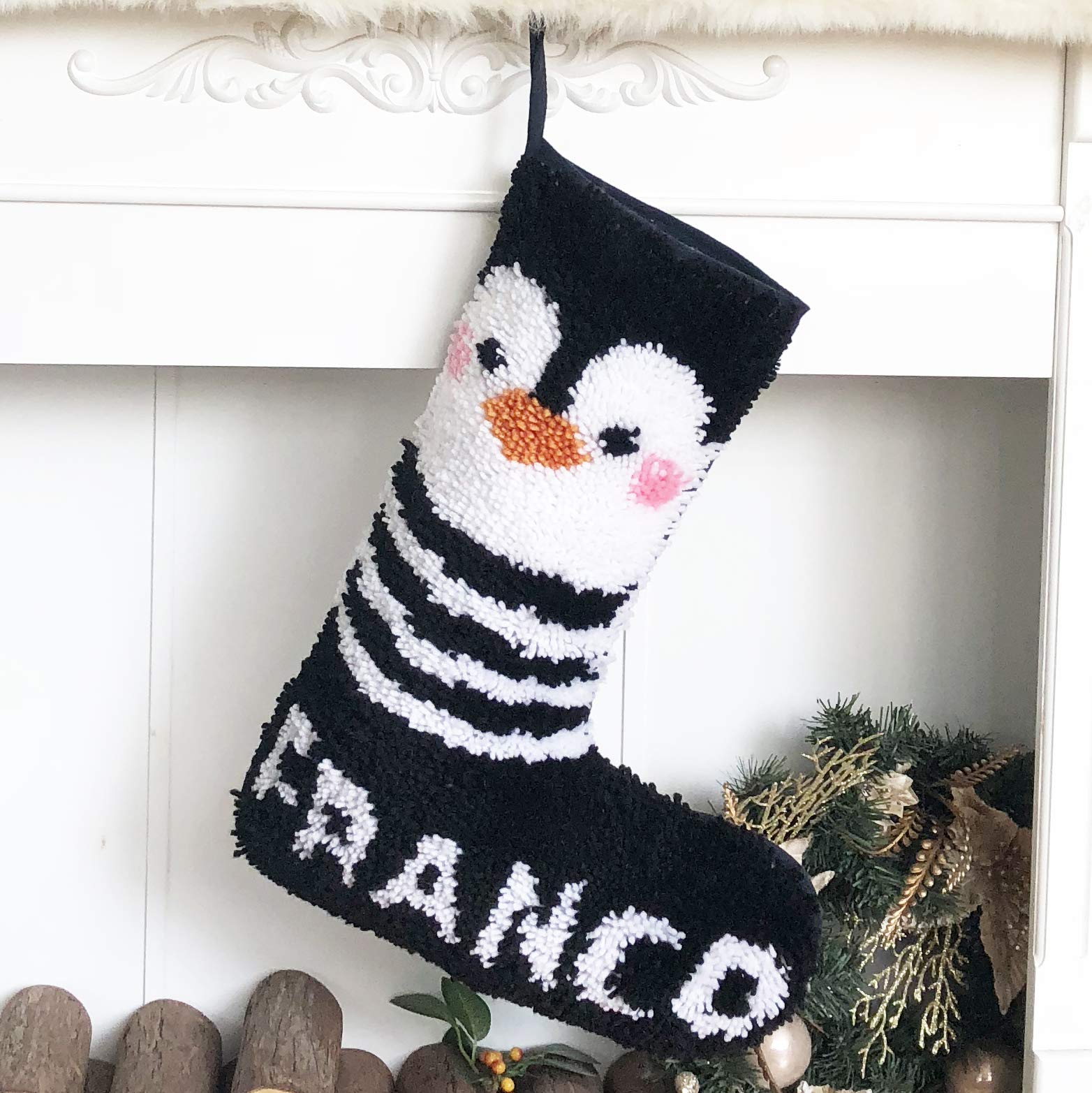 Name DIY Penguin Christmas Stocking Latch Hook Kits for Beginners