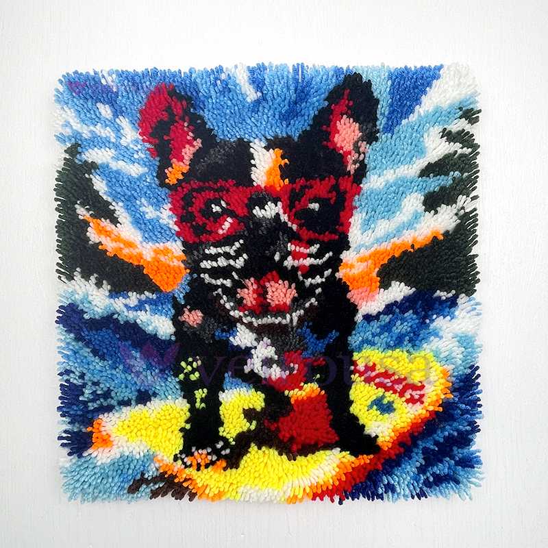 Surfing Bulldog - Latch Hook Pillow Kit