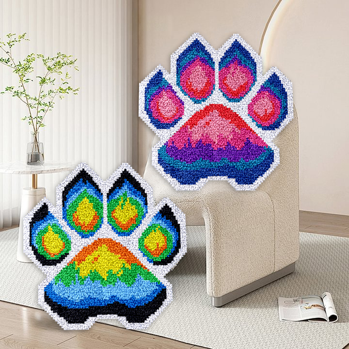 Gradient Color Paw Shaped - Latch Hook Rug Kit