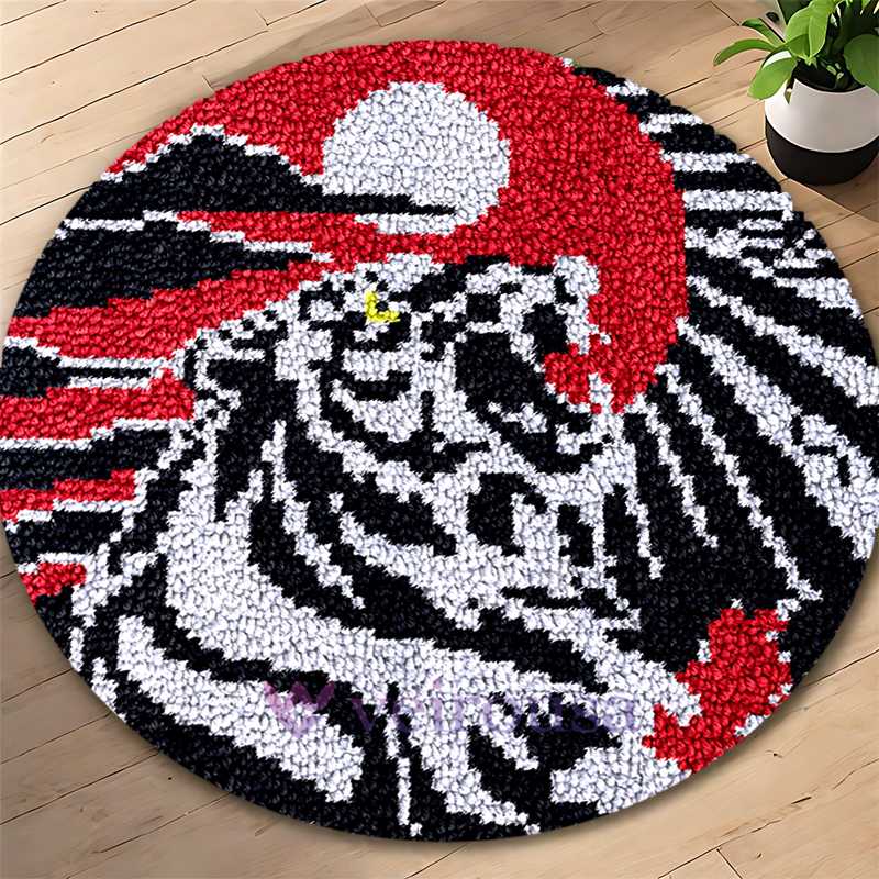Yin Yang Roaring Tiger Latch Hook Rug Kit for Adult, Beginner and Kid