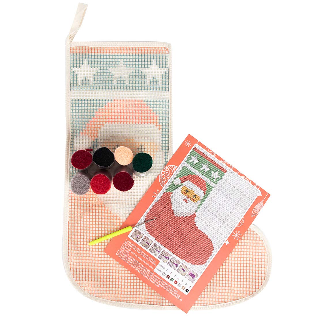 DIY Name Santa Claus Christmas Stocking DIY Latch Hook Kits for Beginners