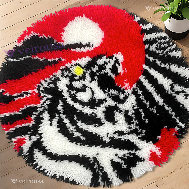 Yin Yang Roaring Tiger Latch Hook Rug Kit for Adult, Beginner and Kid