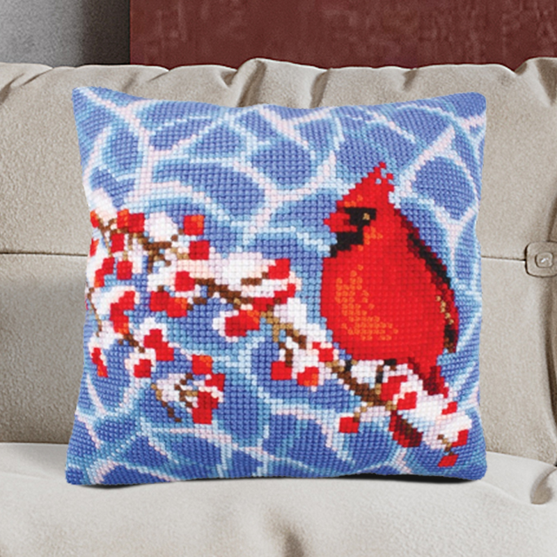 Winter Cardinal Pillowcase Latch Hook Kits for Adult, Beginner and Kid