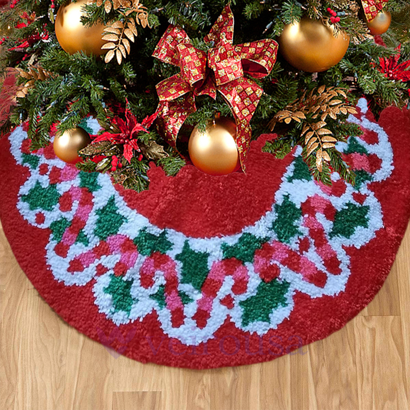 Candy Christmas Tree Skirts Latch Hook Kit for Beginner