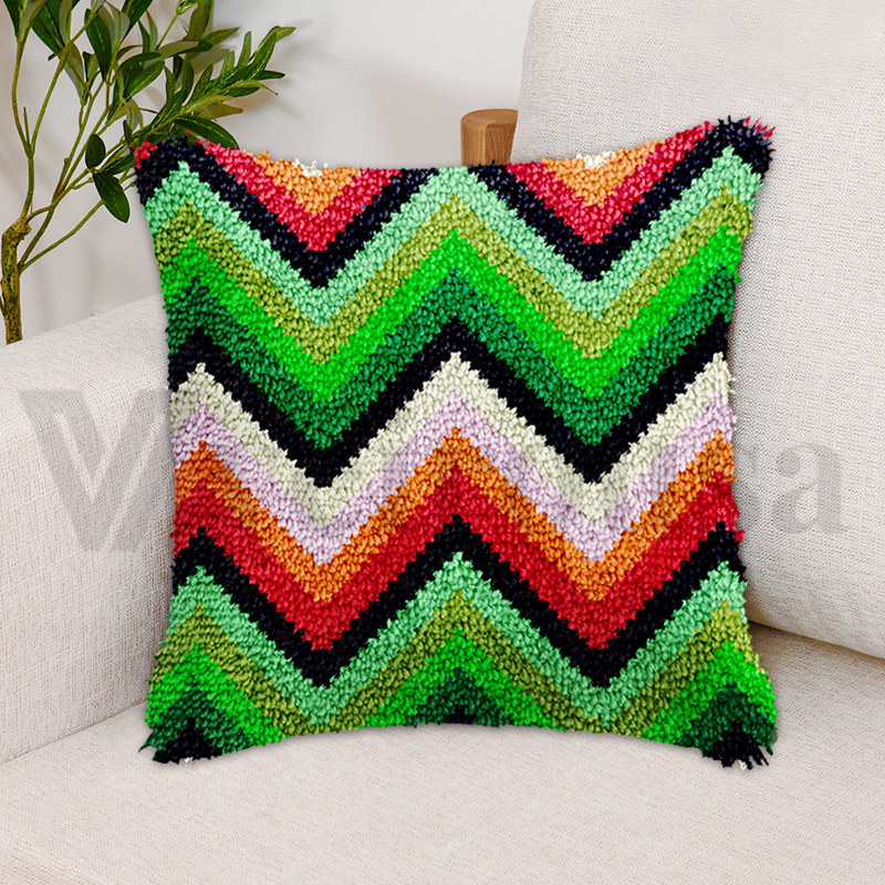 Strip Series Pillowcase Latch Hook Kits for Adult, Beginner and Kid