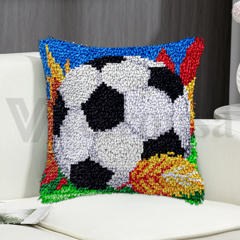 Big Football Pillowcase Latch Hook Kits for Adult, Beginner and Kid