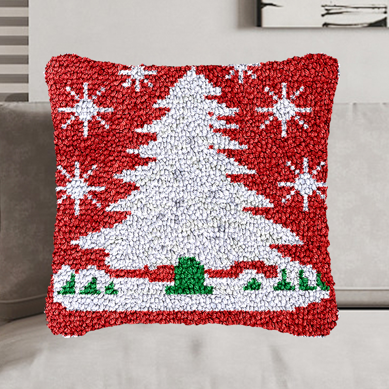 Christmas Tree Pillowcase Latch Hook Kit for Adult, Beginner and Kid