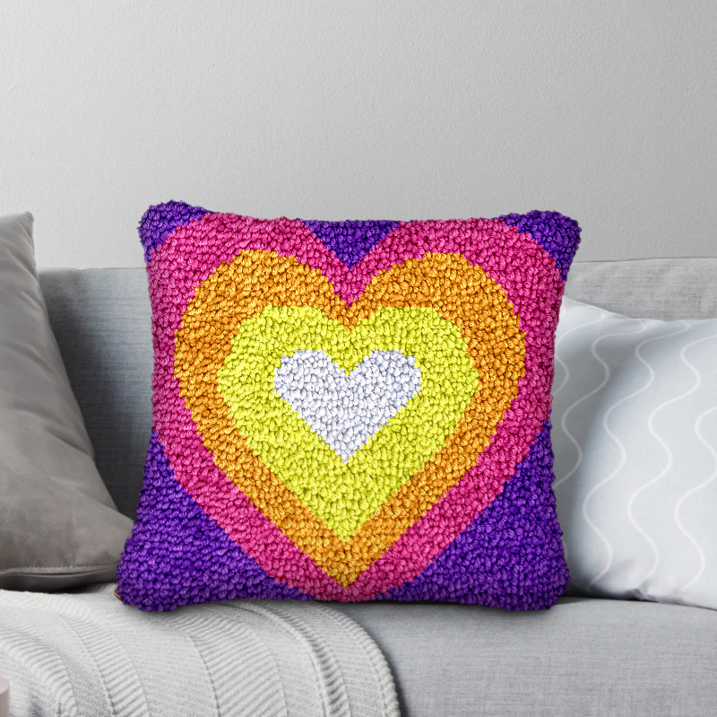 Overlapping Love Latch Hook Pillow Kit for Adult, Beginner and Kid