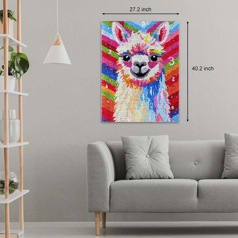[Large Size] Colorful Alpaca - Latch Hook Rug Kit