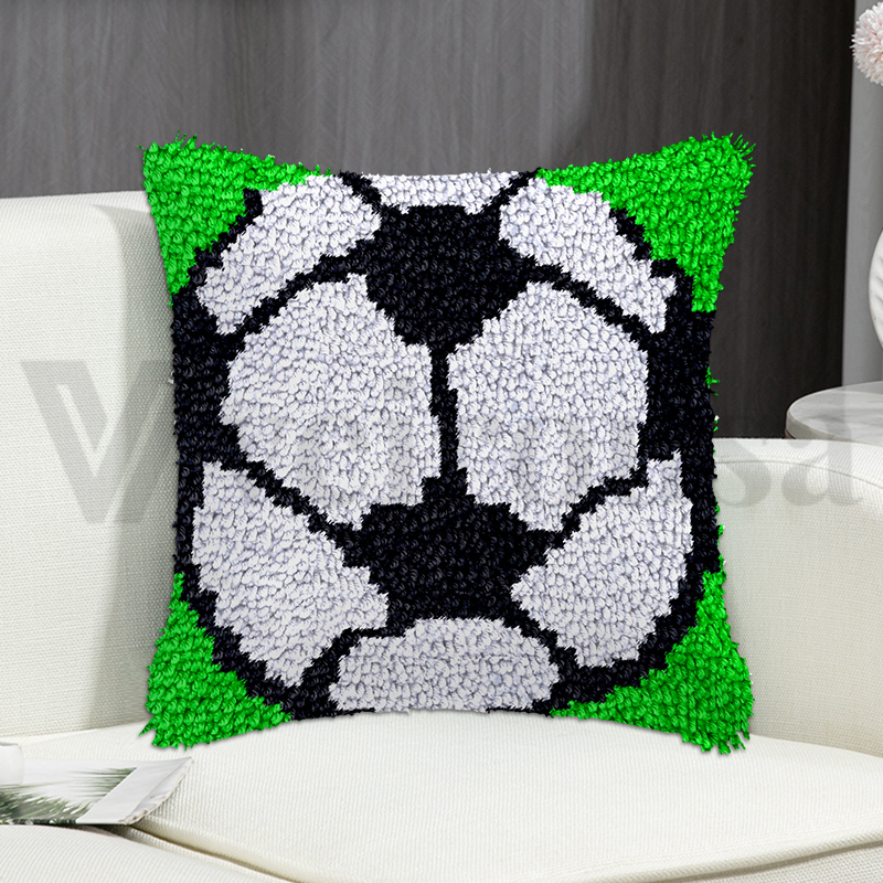 Big Football Pillowcase Latch Hook Kits for Adult, Beginner and Kid