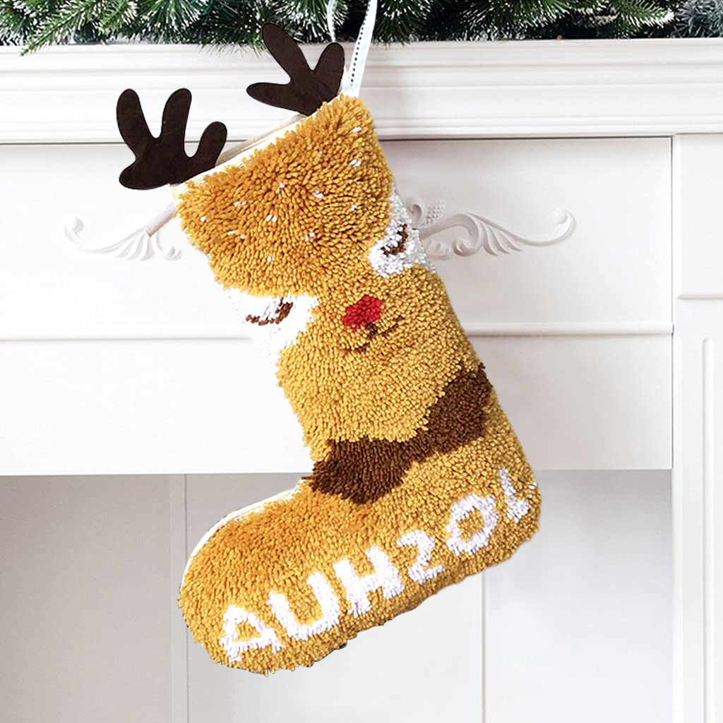 Name DIY Mr. Reindeer Christmas Stocking Latch Hook Kits for Beginners