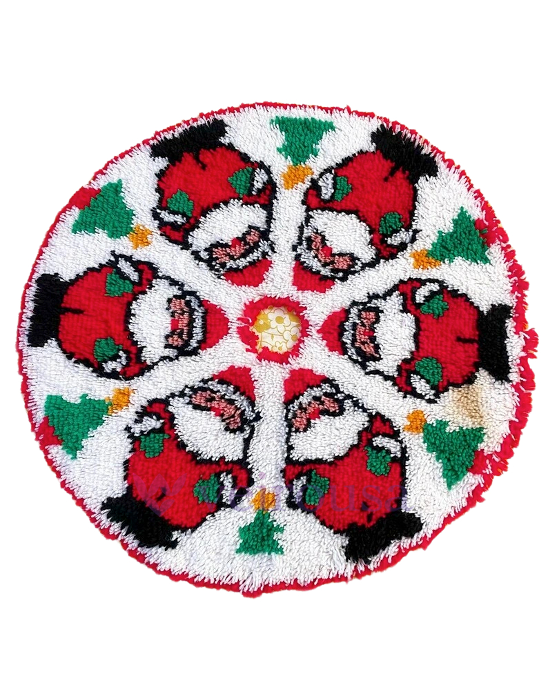 Six Santa Christmas Tree Skirts Latch Hook Kit for Beginner