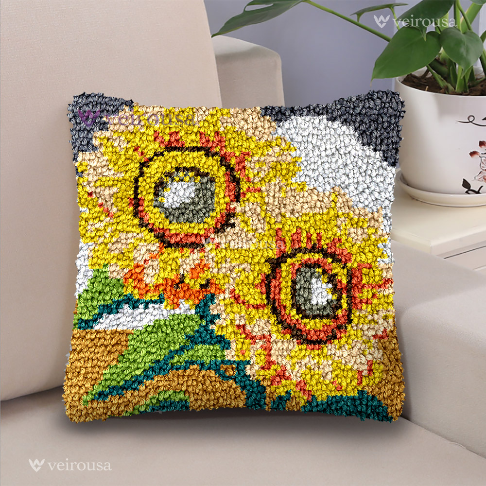Sunflowers Pillowcase Latch Hook Kits for Beginners