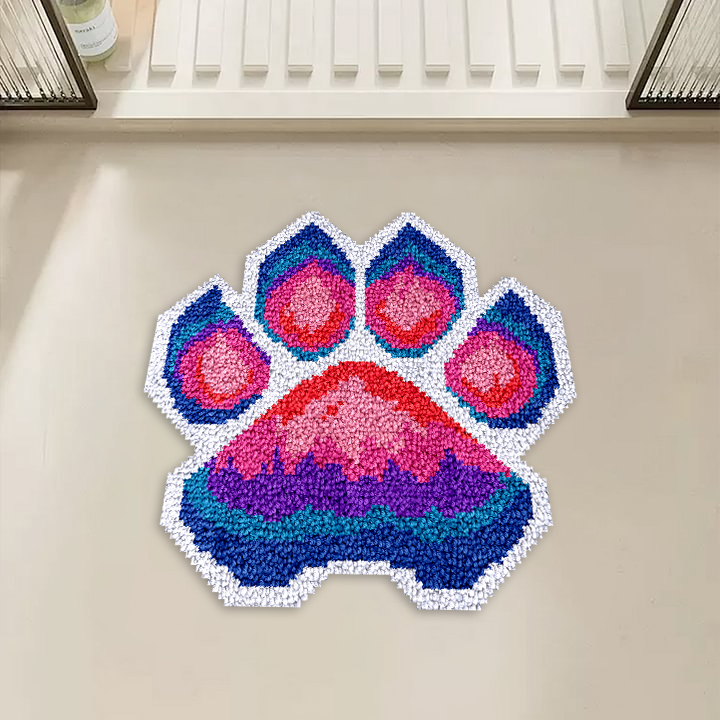 Gradient Color Paw Shaped - Latch Hook Rug Kit