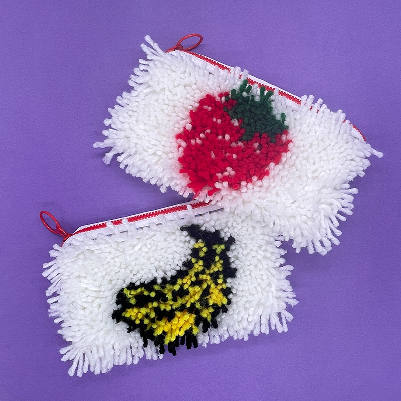 Strawberry, Banana and Heart - Pencil Case Latch Hook Kits