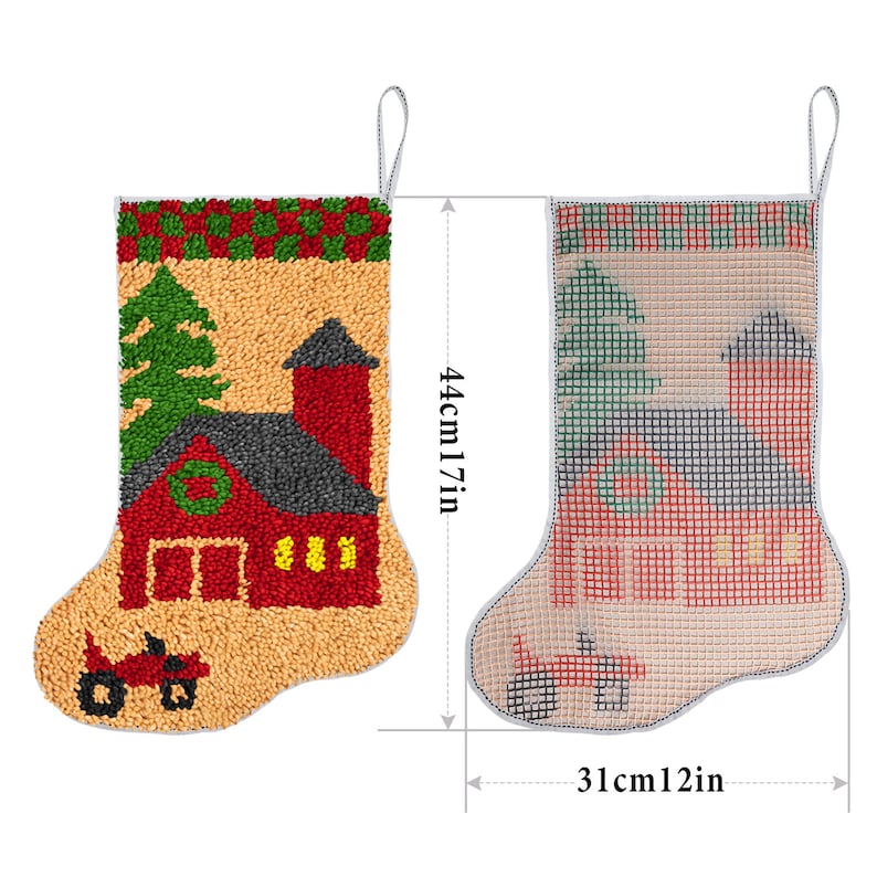 Pinstripe Christmas Stocking DIY Latch Hook Kits for Beginners