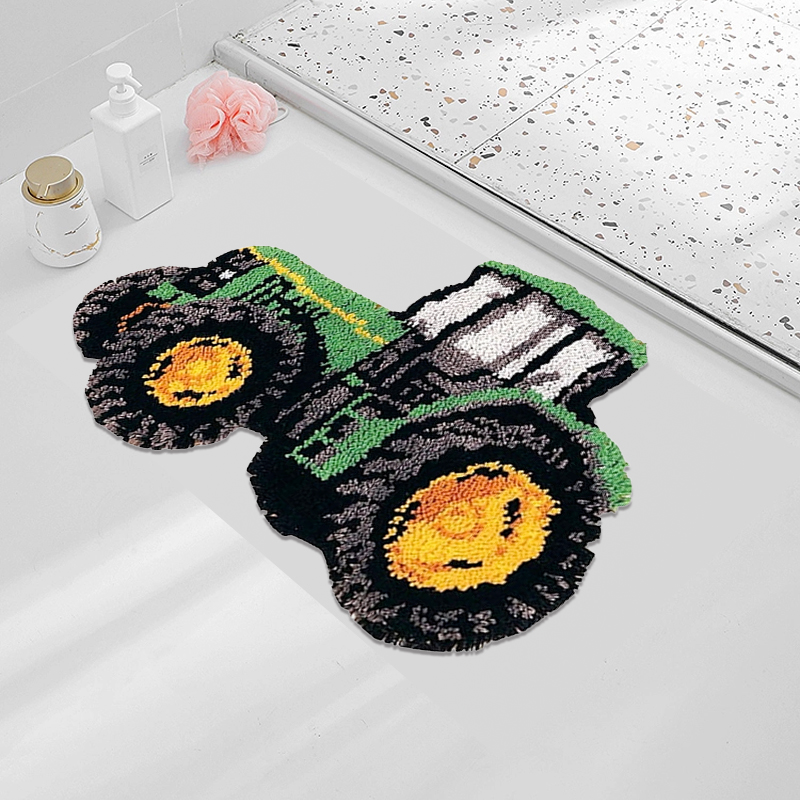 Green Tractor Rug Latch Hook Kits for Beginners