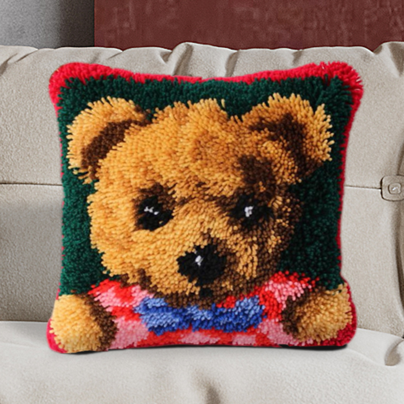Baby Bear Pillowcase Latch Hook Kits for Adult, Beginner and Kid