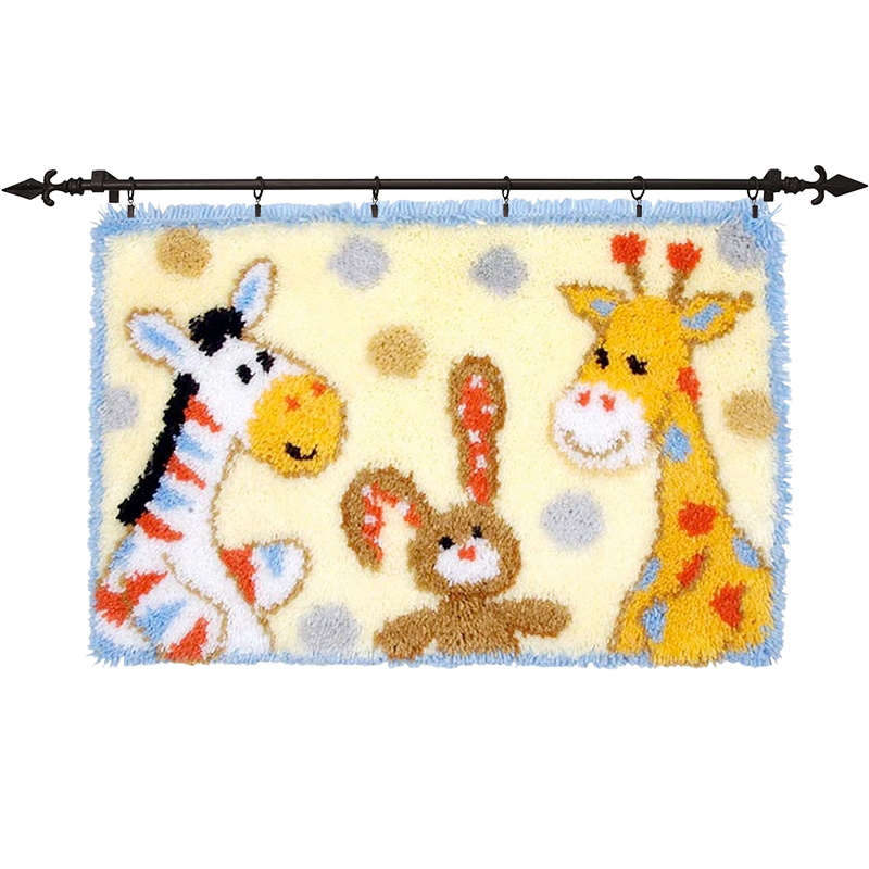 Giraffe and Rabbit Rug Latch Hook Kits for Beginners