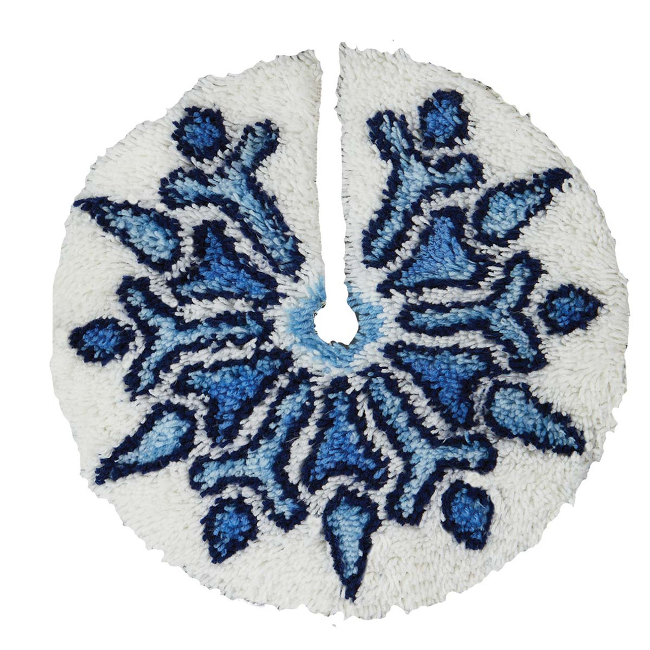 Snowflakes Christmas Tree Skirts Latch Hook Kit for Beginner