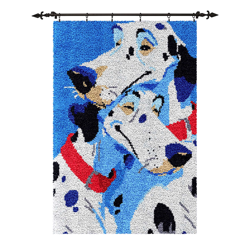 [Large Size] Two Couple Spotted Dogs - Latch Hook Rug Kit