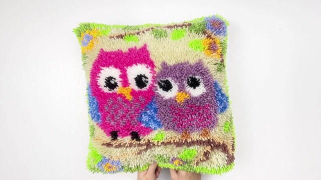 Lovely Owls Pillowcase Latch Hook Kits for Adult, Beginner and Kid