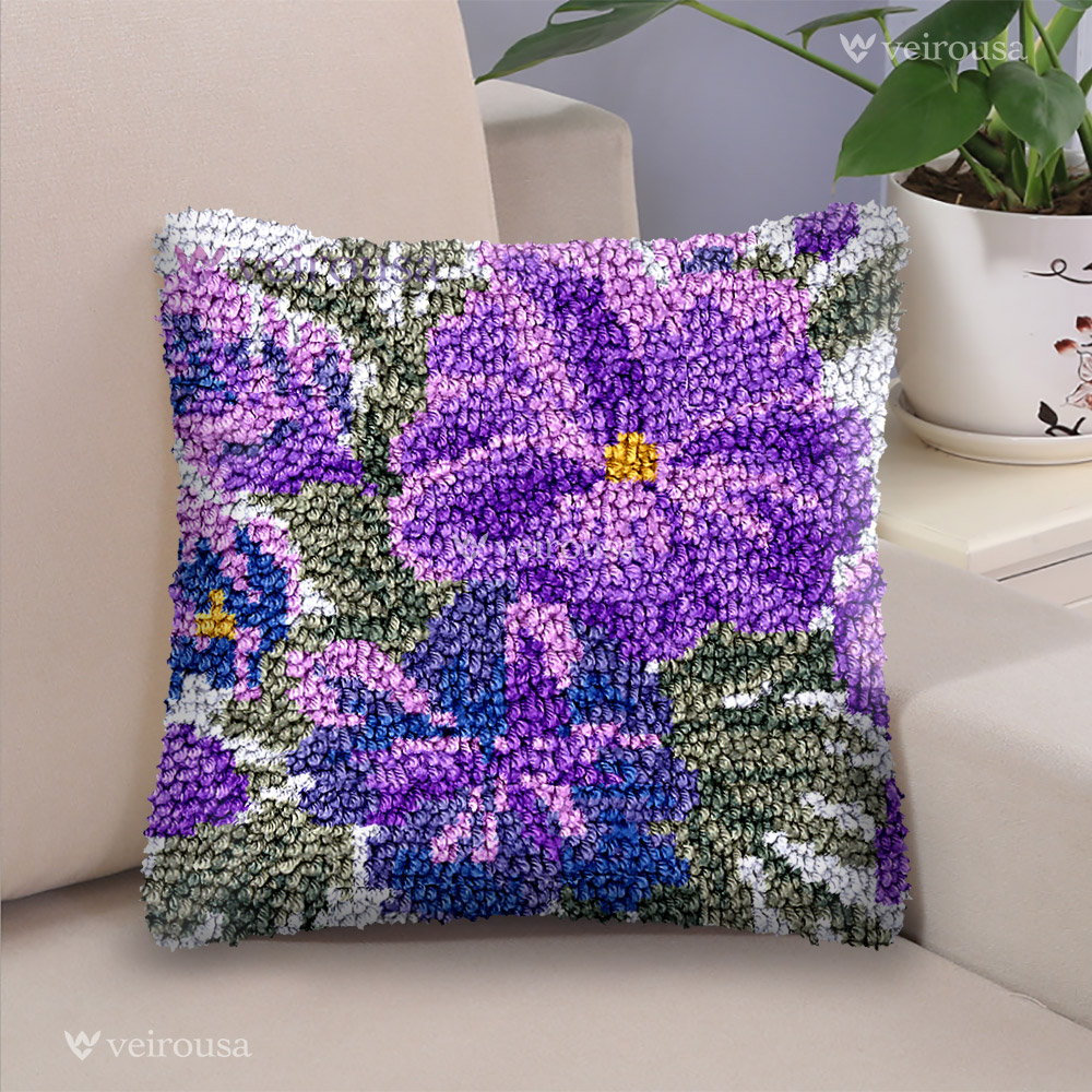 Purple Lily - Latch Hook Pillow Kit