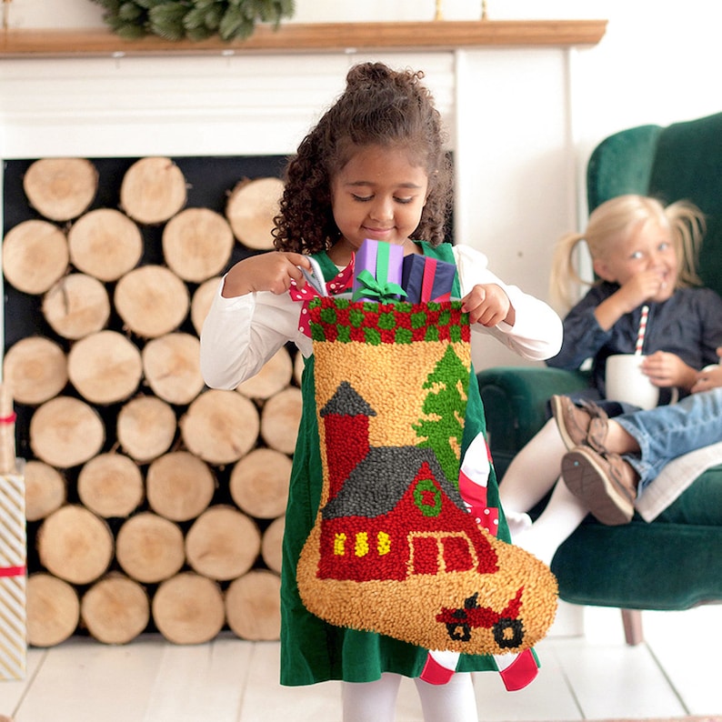 Pinstripe Christmas Stocking DIY Latch Hook Kits for Beginners