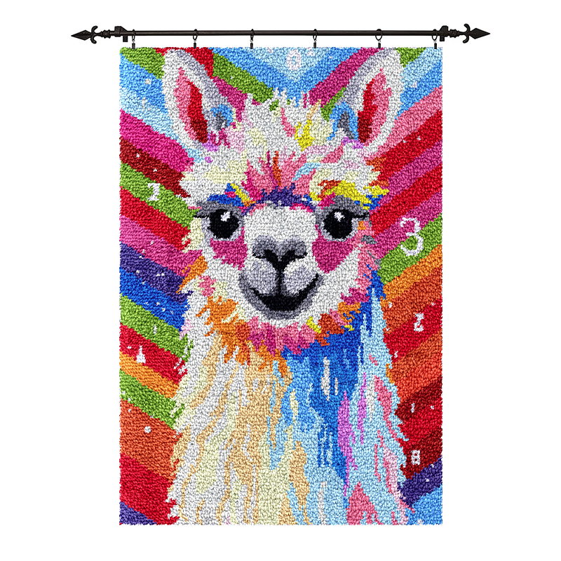 [Large Size] Colorful Alpaca - Latch Hook Rug Kit