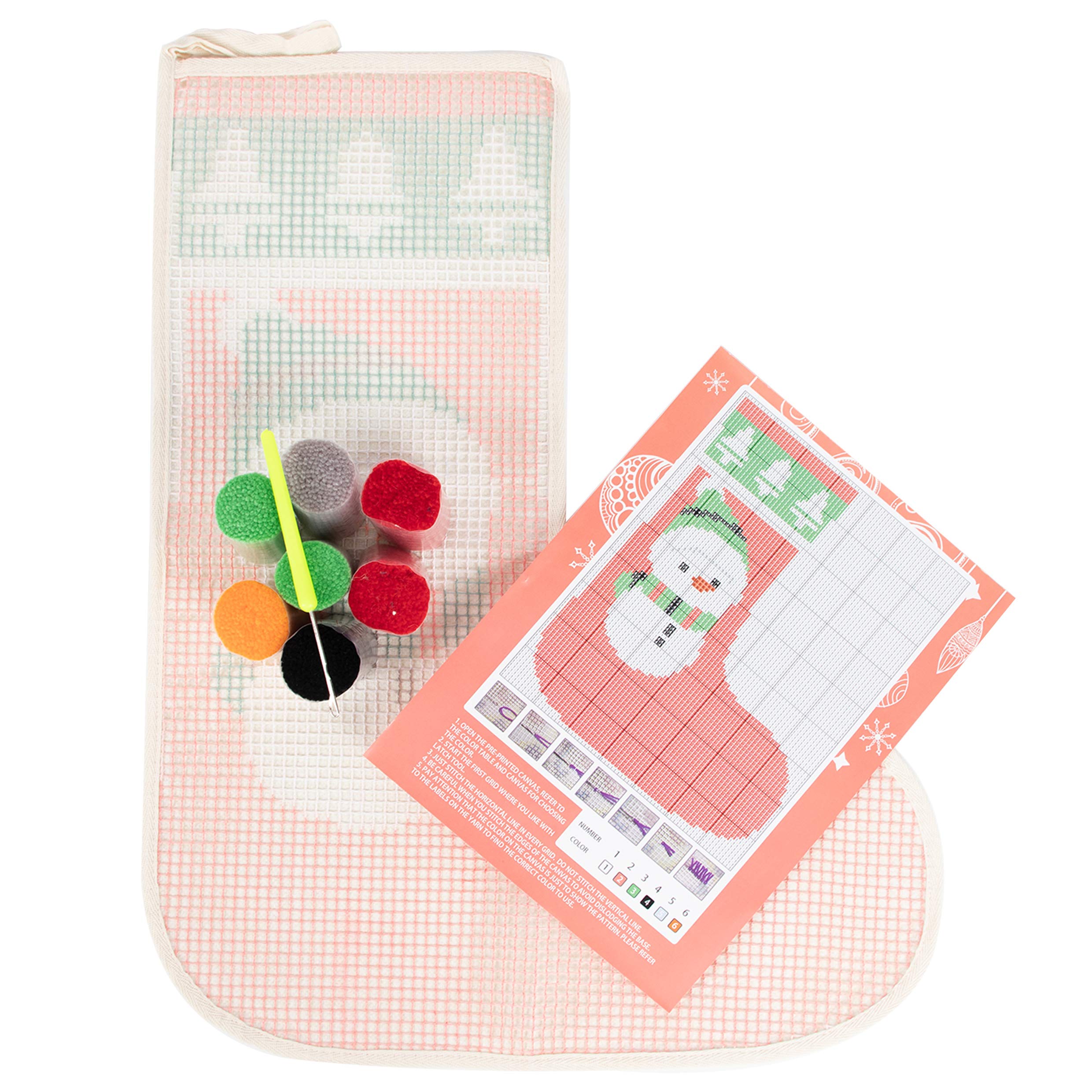 Snowman Christmas Stocking DIY Latch Hook Kits for Beginners