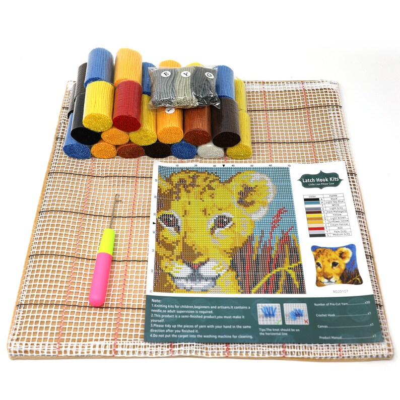 Baby Bear Pillowcase Latch Hook Kits for Adult, Beginner and Kid
