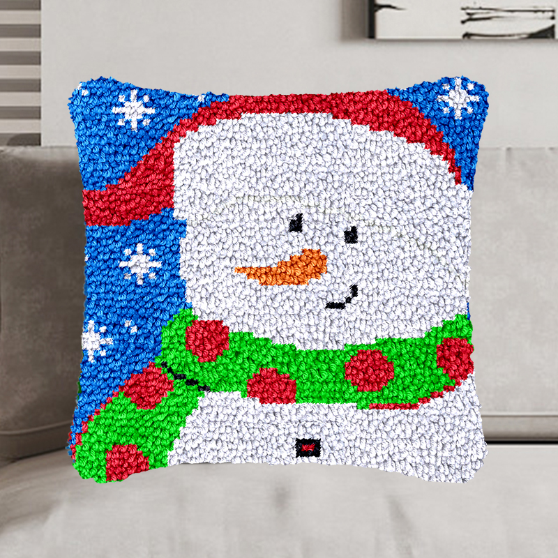 Big Snowman Pillowcase Latch Hook Kit for Adult, Beginner and Kid