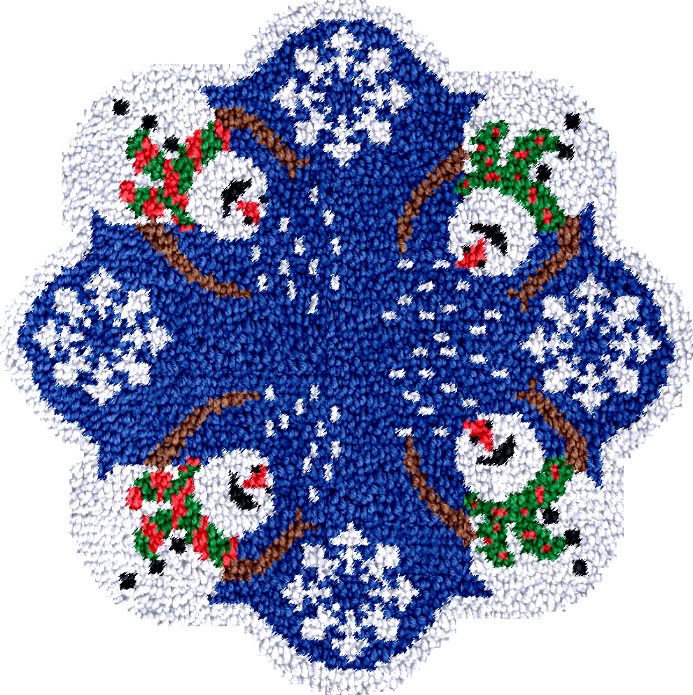 Snowman Christmas Tree Skirts Latch Hook Kit for Beginner