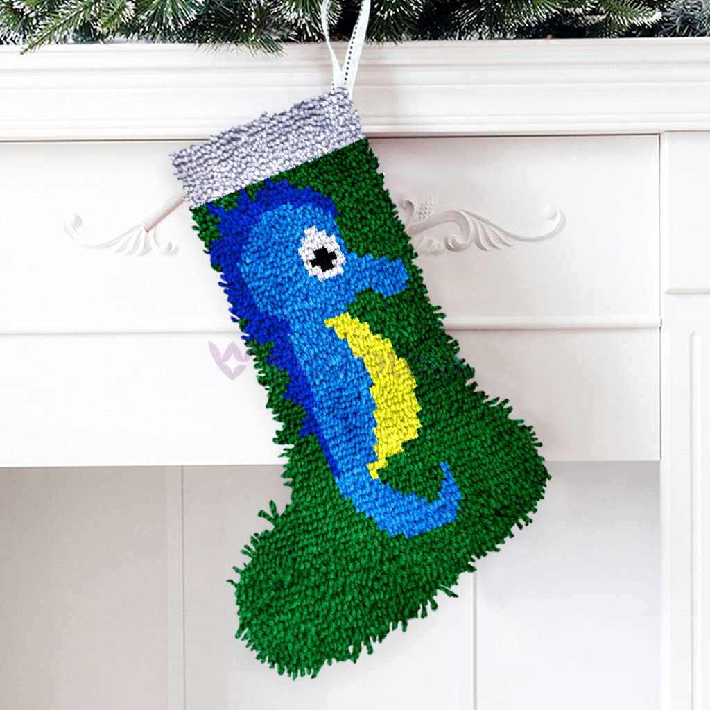 Seahorse Christmas Stocking DIY Latch Hook Kits for Beginners