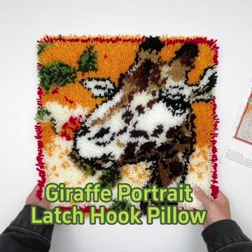 Giraffe Portrait Pillowcase Latch Hook Kits for Adult, Beginner and Kid