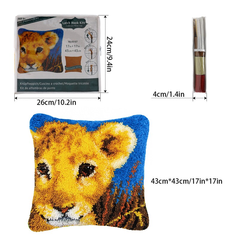 Baby Bear Pillowcase Latch Hook Kits for Adult, Beginner and Kid
