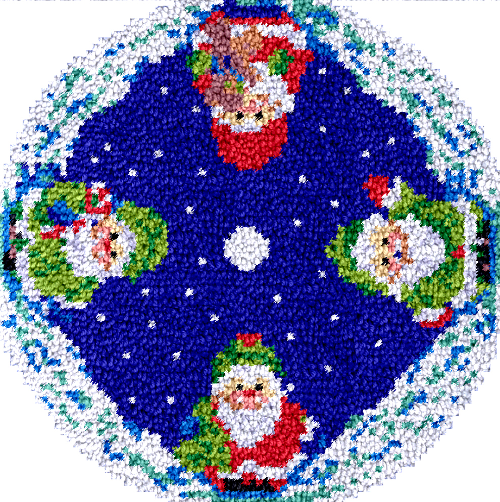 Cute Santa Christmas Tree Skirts Latch Hook Kit for Beginner