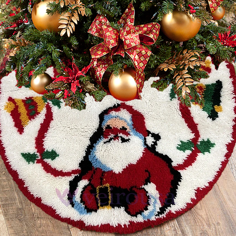 Handsome Santa Christmas Tree Skirts Latch Hook Kit for Beginner