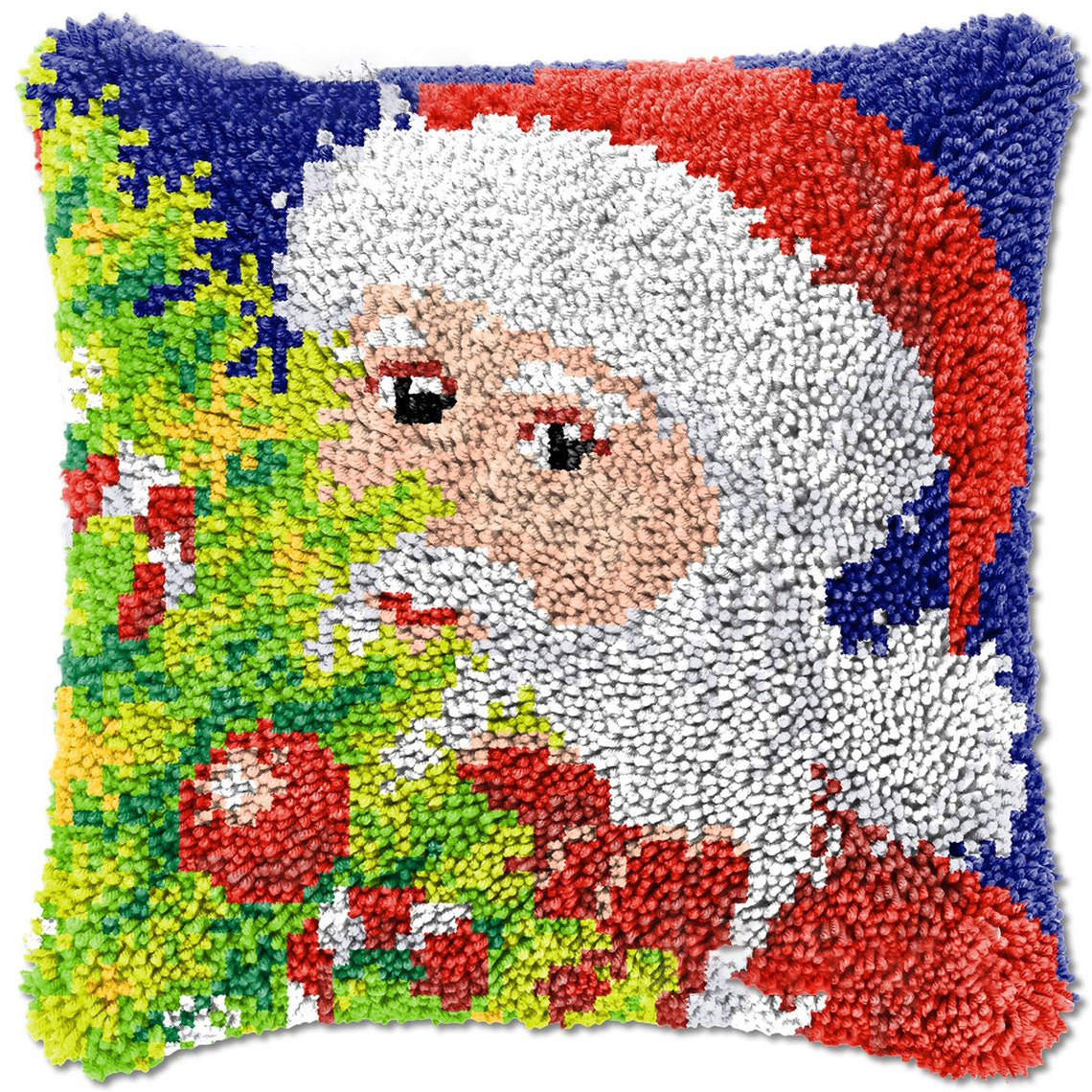 Christmas | Santa Claus Pillowcase Latch Hook Kits for Adult, Beginner and Kid