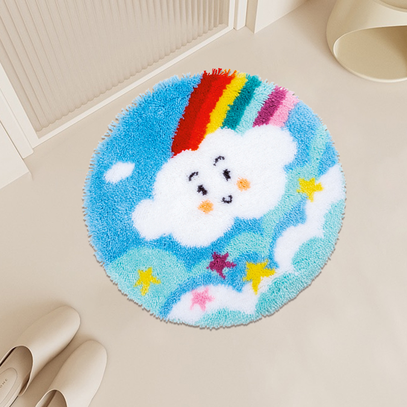Cloud Rainbow Rug Latch Hook Kits for Beginners