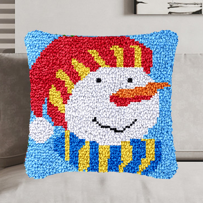 Big Snowman Pillowcase Latch Hook Kit for Adult, Beginner and Kid