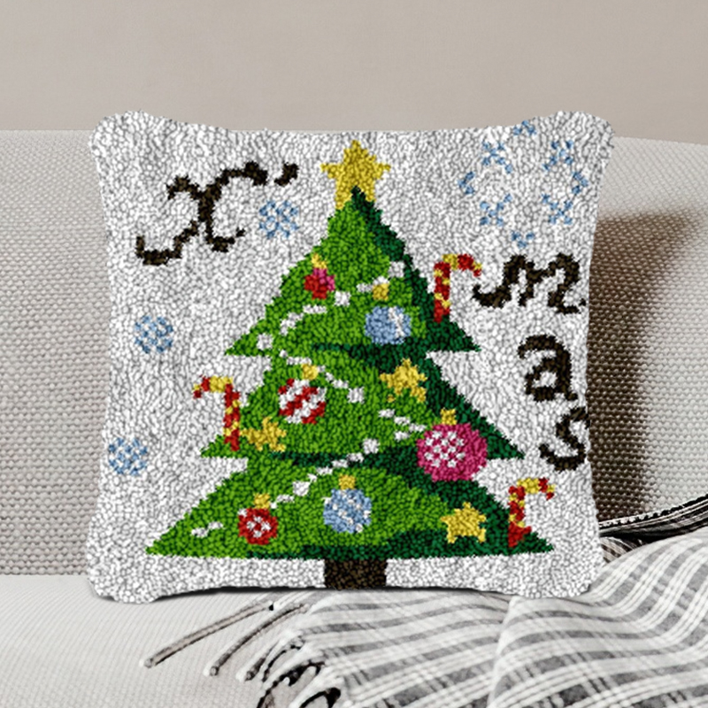 Christmas Tree Pillowcase Latch Hook Kits for Adult, Beginner and Kid