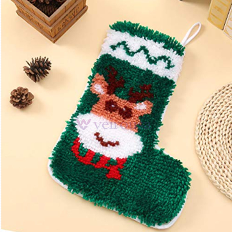 Deer Christmas Stocking DIY Latch Hook Kits for Beginners