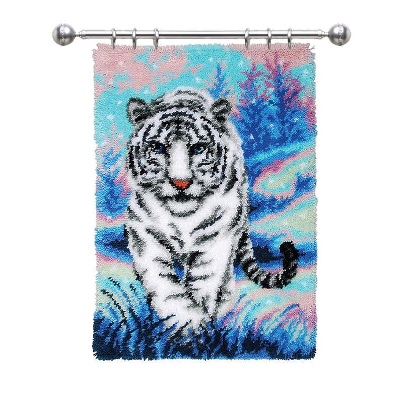 Large Size-White Tiger Rug Latch Hook Kits for Beginners