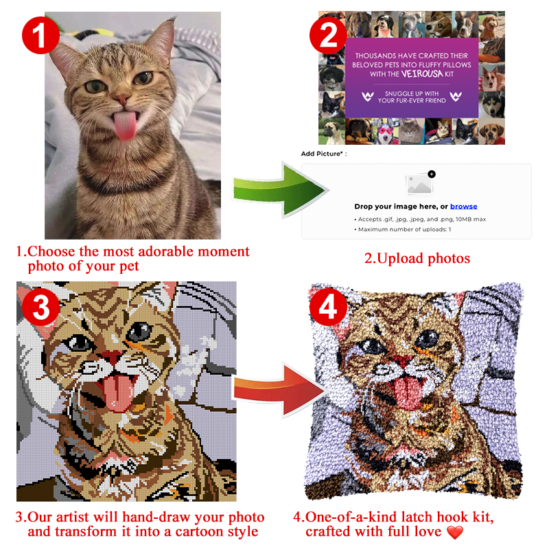 Pet Paw-some: Personalized Latch Hook Pillowcase Kit for Your Fur-Babies!