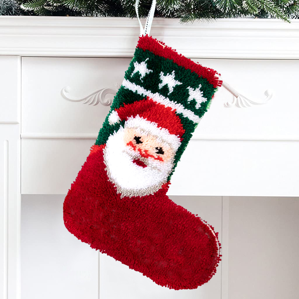 DIY Name Santa Claus Christmas Stocking DIY Latch Hook Kits for Beginners