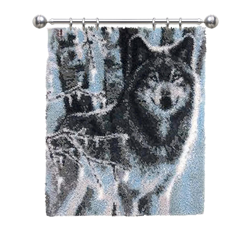 Cute Snow Wolf Rug Latch Hook Kits for Beginners
