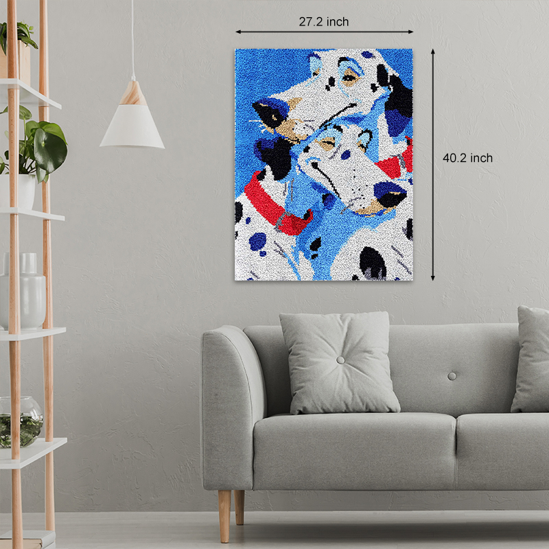 [Large Size] Two Couple Spotted Dogs - Latch Hook Rug Kit