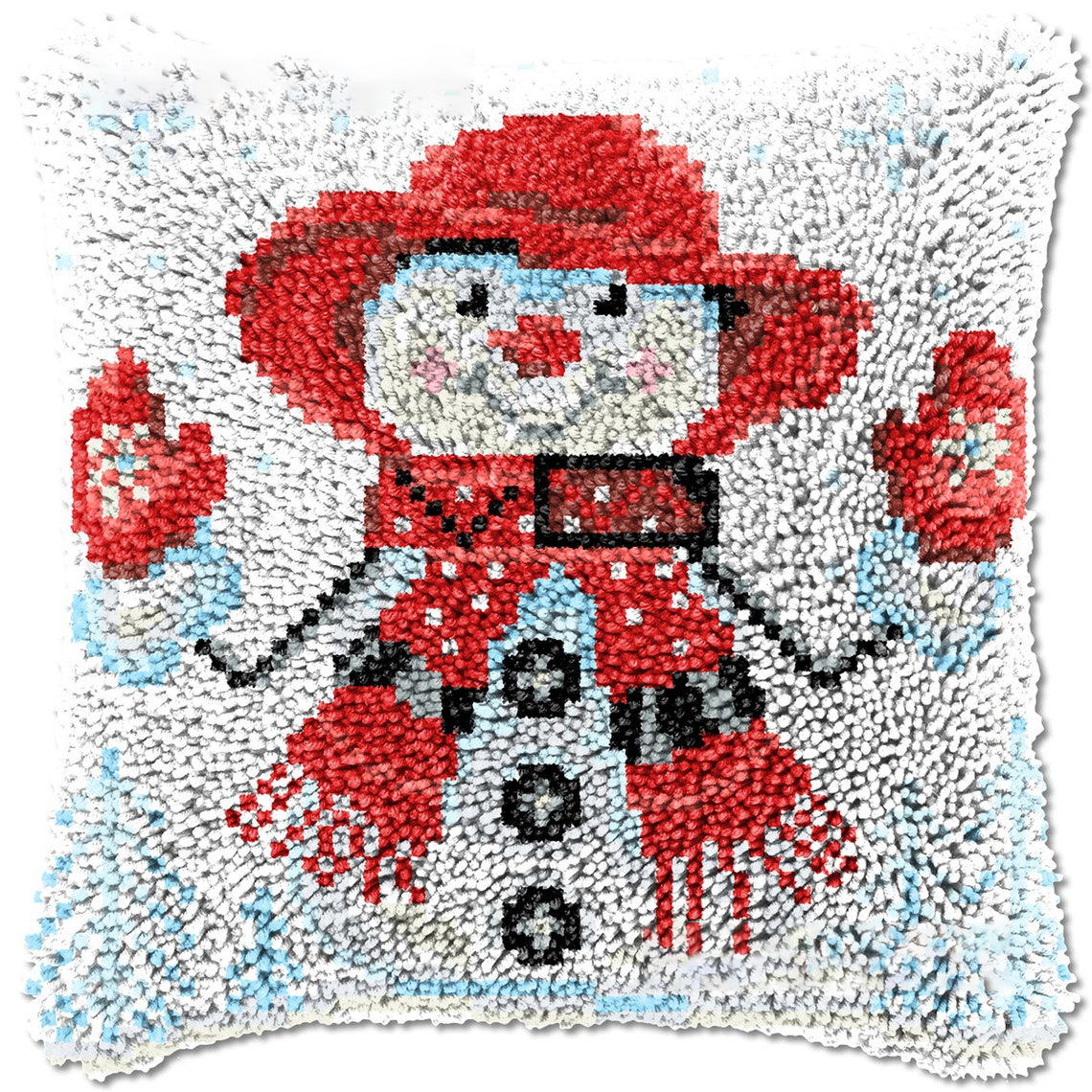 Christmas Snowman Pillowcase Latch Hook Kits for Adult, Beginner and Kid